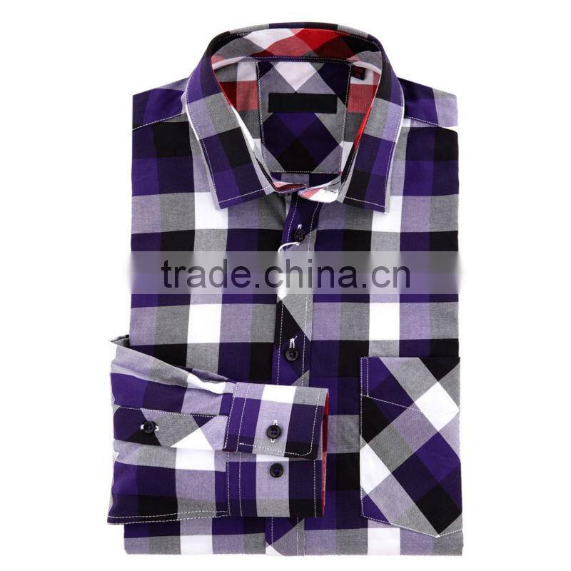 purple plaid hand-made shirt,designer men shirt