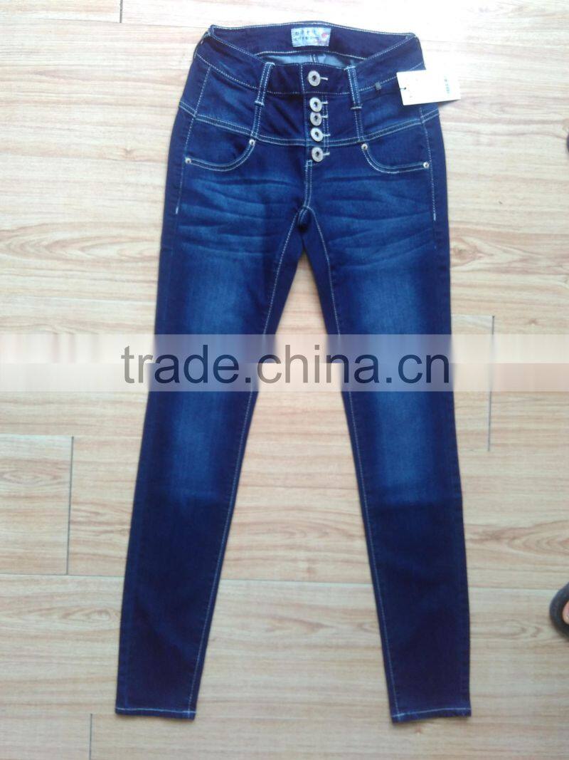 GZY Guangzhou stock lots sexy high waist slim fit lady jeans