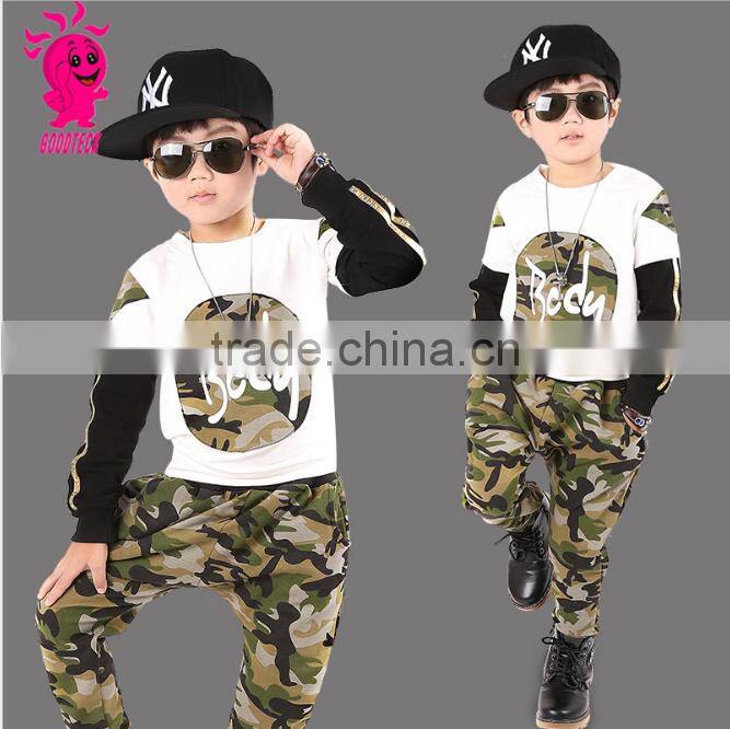 Fashion Kids Boys Clothes Set Top Coat and Pants 2pcs Set Camouflage Children Baby