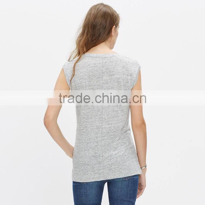 Women soft linen heathered muscle stringer tank top wholesale