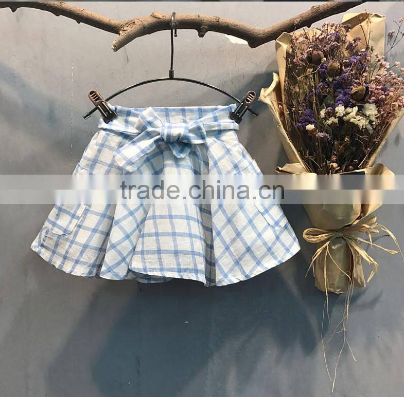 School Uniform Grids Bow Skirt Baby Girl Mini Dress Wholesale Boutique Clothes