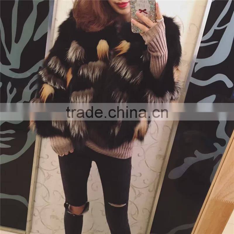 Women Short Fox Fur Coats 2016 Fashion Thick Warm Winter Real Fur Outerwear Female Trendy Elegant Patchwork Natural Fur Overcoat