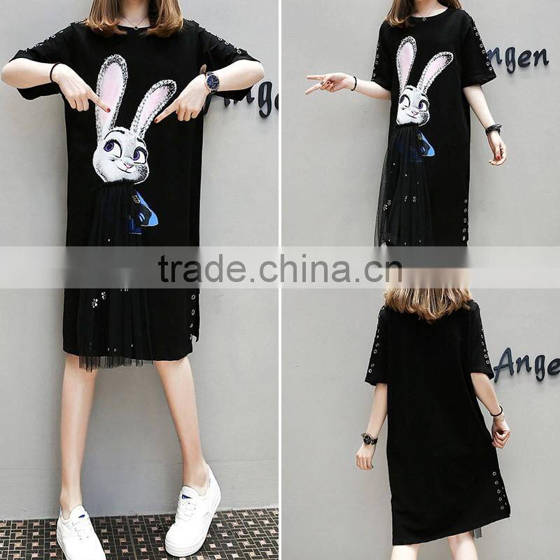 Z&M New women latest fashion dress cartoon dress Sheath dress