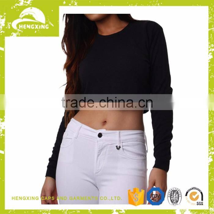 Wholesale custom blank Womens long sleeves FITTED CROP SWEATSHIRT