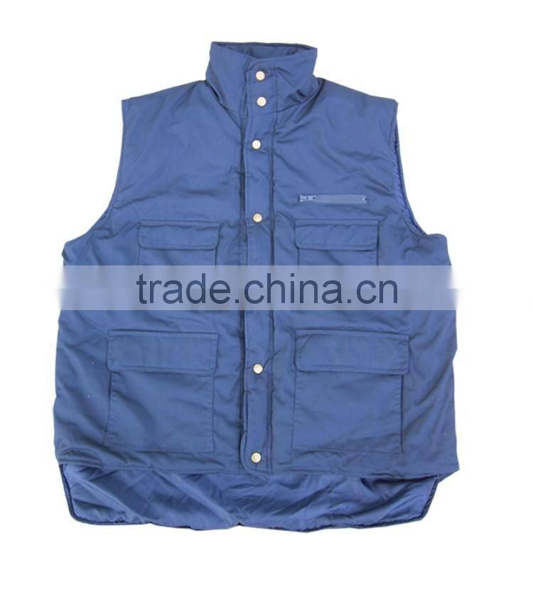 Custom cheap warm padded spring waistcoat work vest pockets