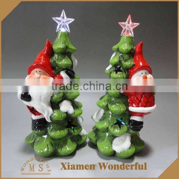 2017 newest design Xmas accessory ceramic christmas tree with led light