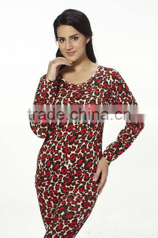 2013 latest women thermal underwear with red leopard printing