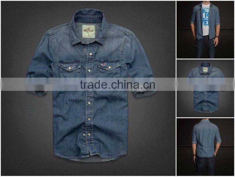 2016 MEN's denim shirt Size S M L XL