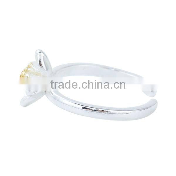 Fashion Silver Plated Yellow Flower White Copper Open Rings