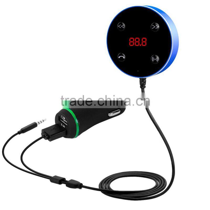 Bluetooth Car Kit FM Transmitter AUX Music Audio Receiver Hands-free 3.5mm with Dual USB Charger Car Accessories