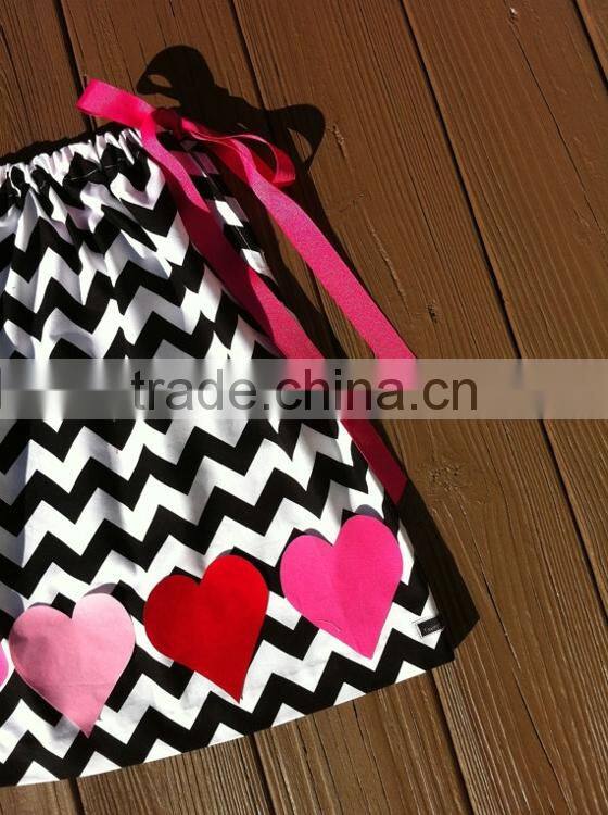 Chevron valentines heart dress,valentines pillowcase dress,valentines day clothing M5111704