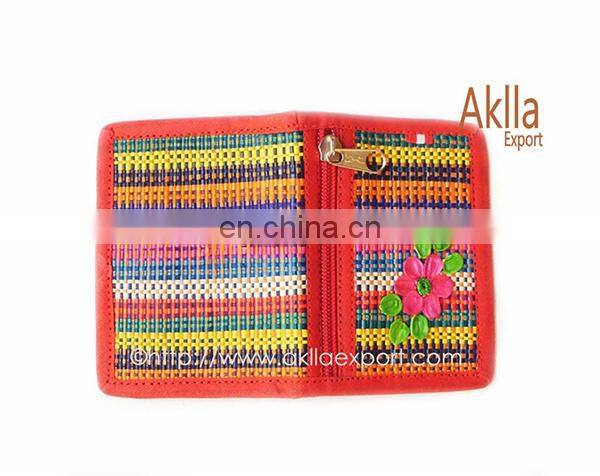 Card Holders of Woven Straw with Flower