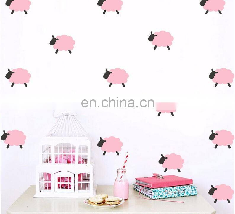 Cute Pink Sheep Ins Style Vinyl Mini Wall Sticker Children Room Home Decoration Mural Roon Decal