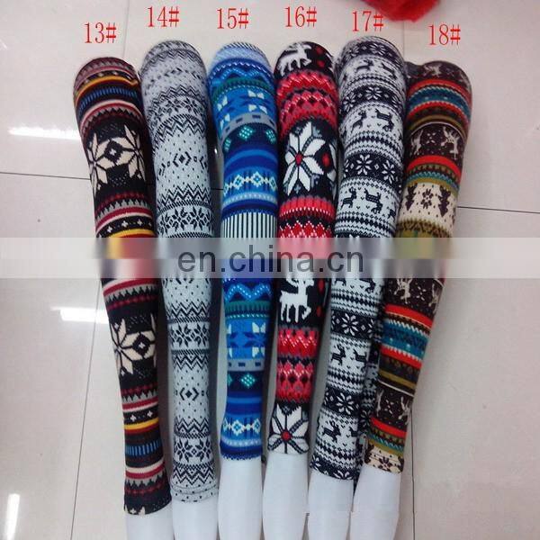 Trendy Christmas Snowflake Deer Woolen Leggings 37 Colors IN STOCK