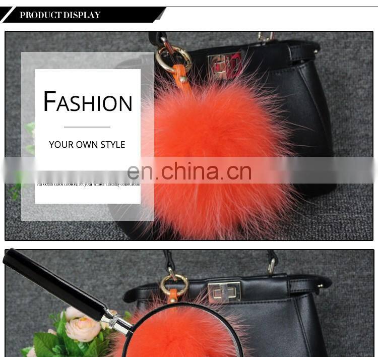 Plus size 100% raccoon fur pompom ball accessories keychain