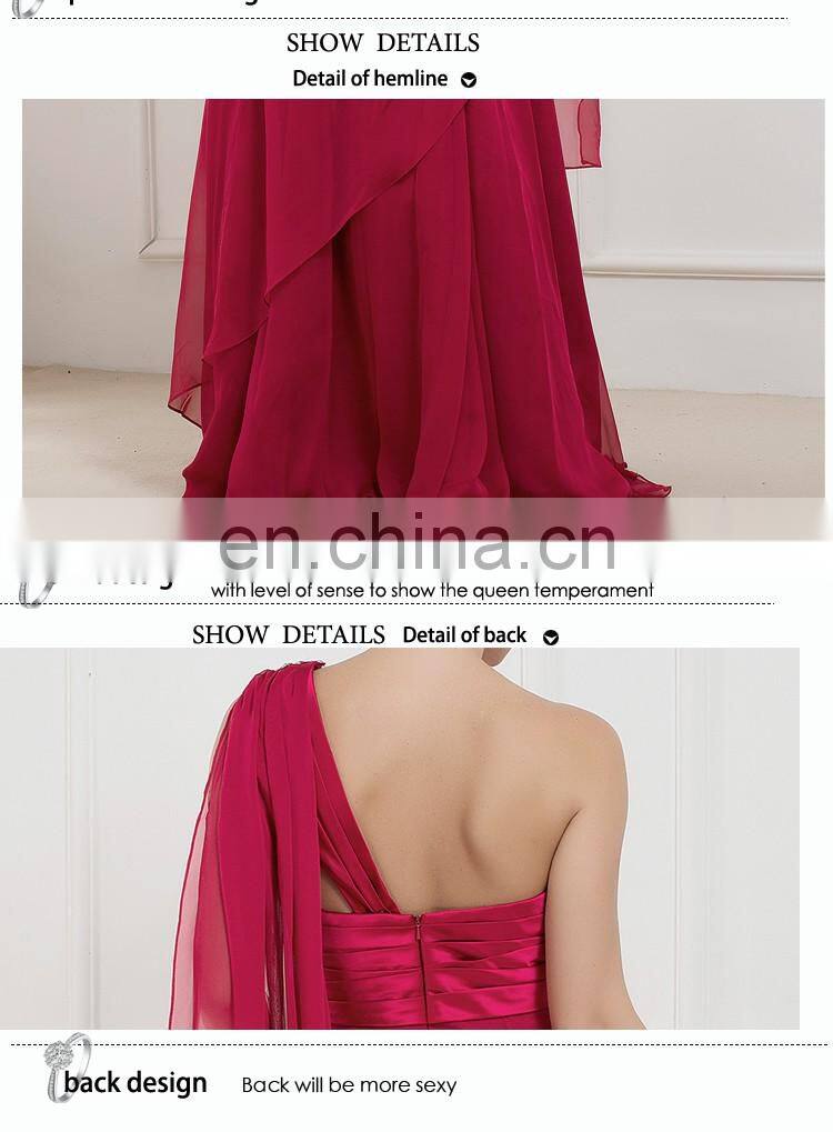 EM9017 A-Line scoop one shoulder slim Elegant bridesmaid dress | gentle lady formal dress