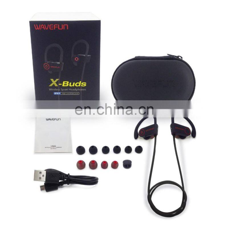 Wavefun X-Buds bluetooth headphones IPX7 waterproof wireless earbuds with bass sport CSR earphone with mic headset
