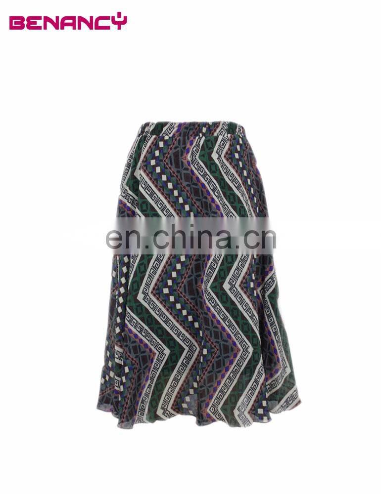 Plisse Chiffon Zigzag Print Crepe Skirt Pleated Skirt Guangzhou