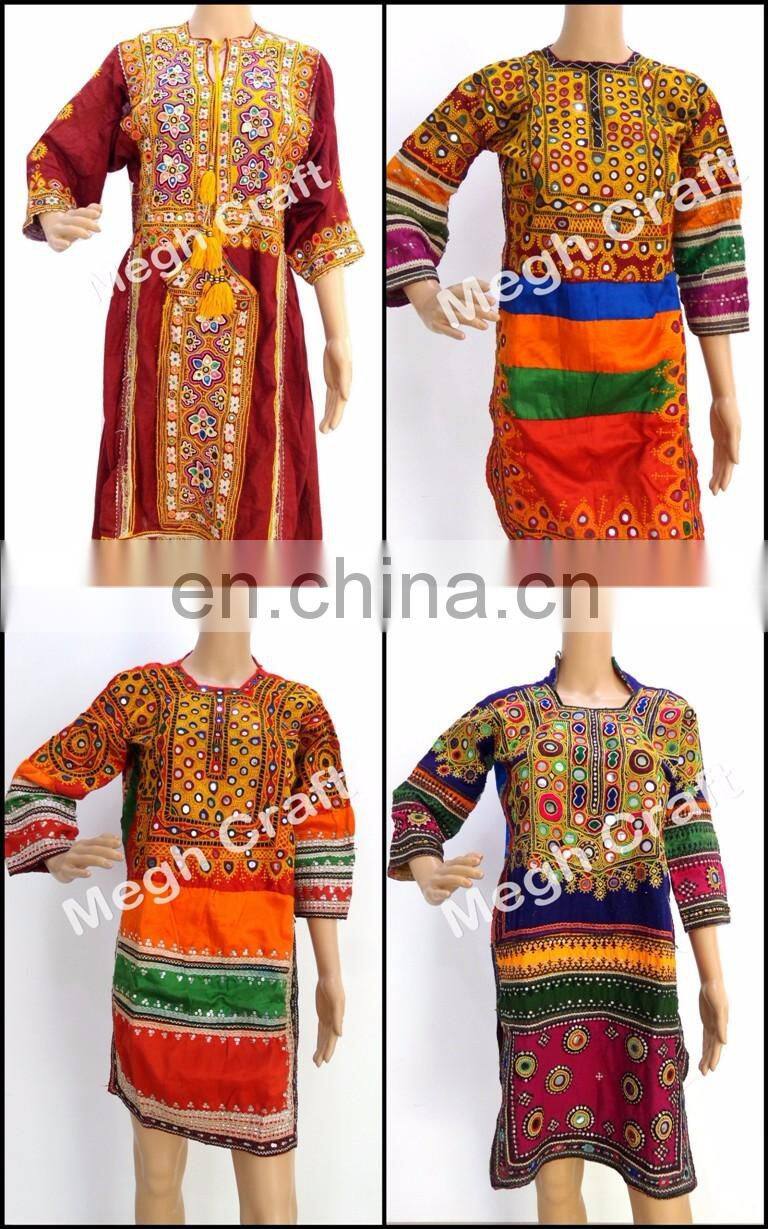 Vintage Afghani gypsy dress - Handmade beaded Tassels -Vintage bohemian full skirt - Kuchi Dress