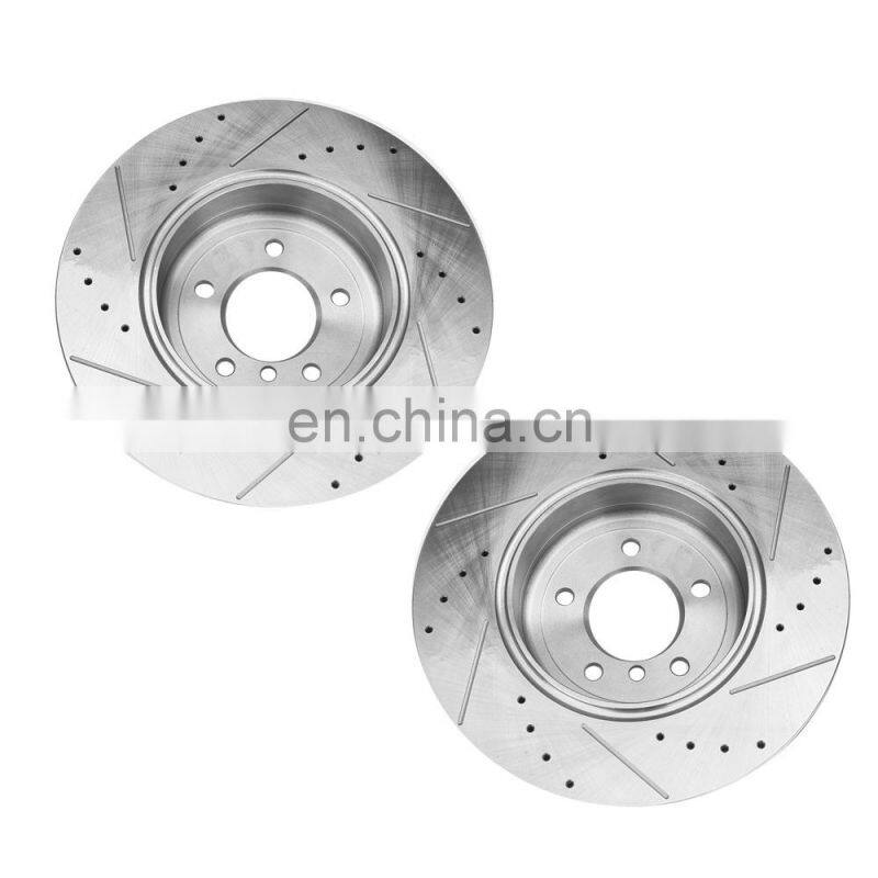 Rear Drilled And Slotted Brake Rotors For BMW 535i 545i 550i 645Ci 650i E60 34216763827