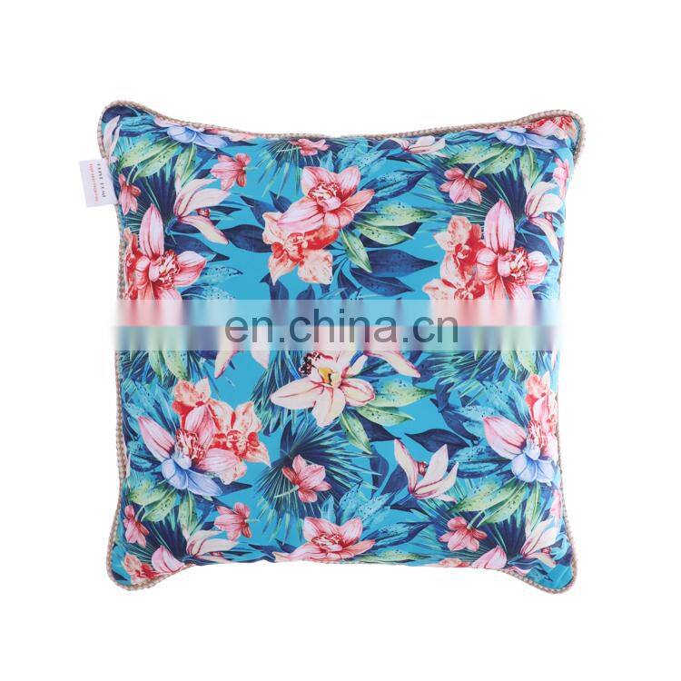 Decorative Double Sides Blue Floral Flowers Printed Outdoor Cushions for Garden