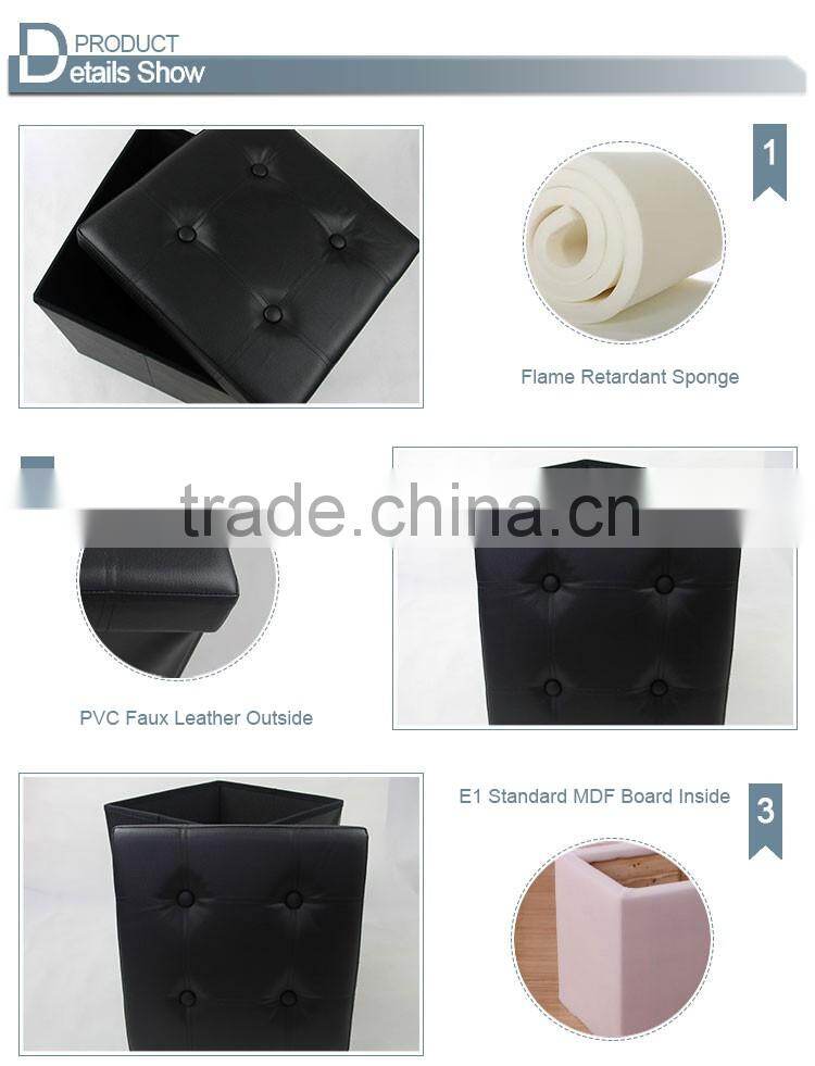 Soft Handle Fold Flat Storage Ottoman