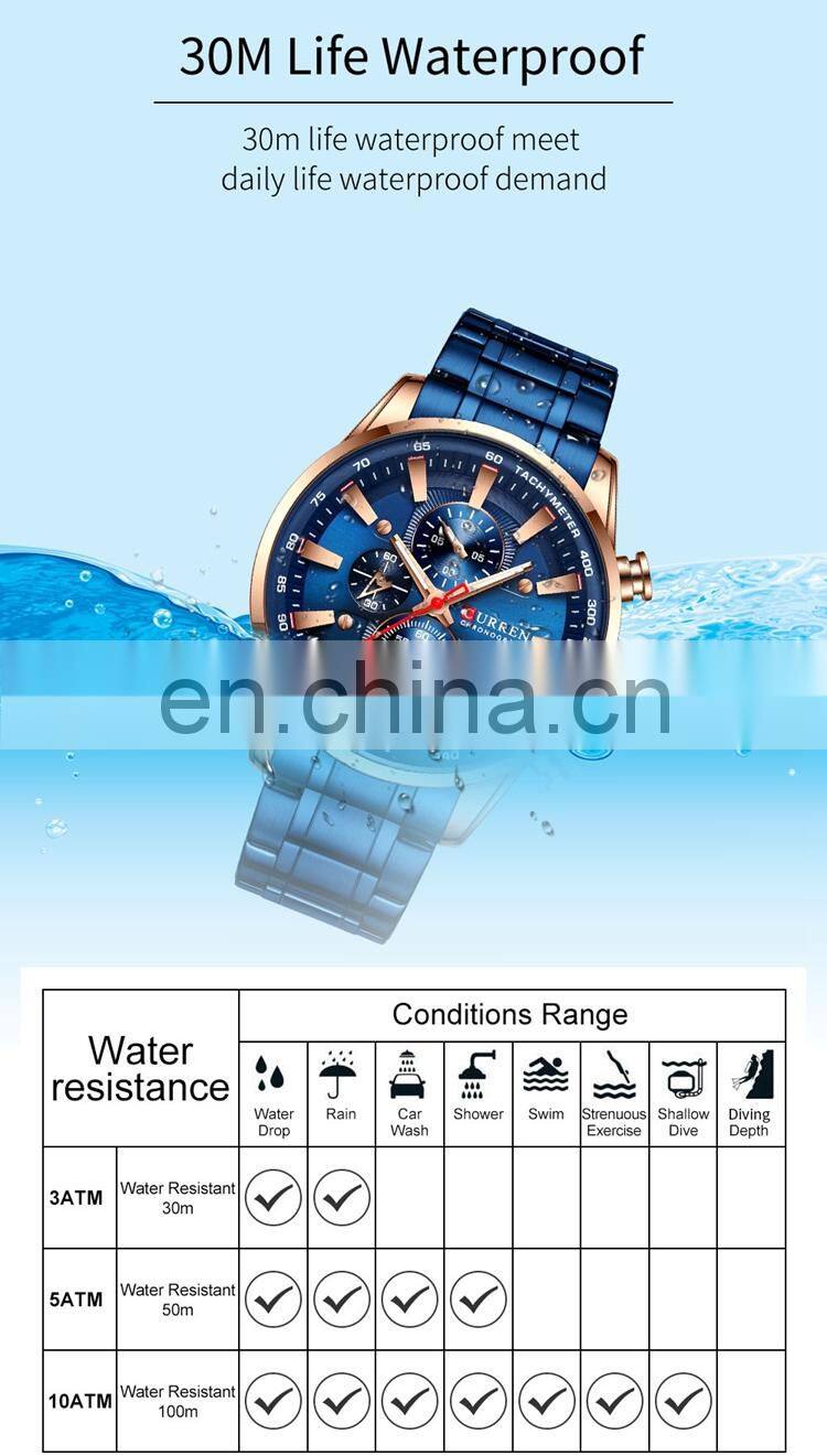 CURREN 8351 Mens Watch Big Dial Waterproof Japan Quartz Stainless Steel Calendar Men's Quality Wrist Watches