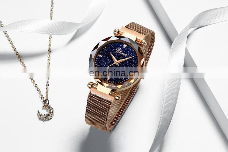 CHENXI 306 Personality Starry sky Stainless Steel Mesh Strap Women Woman Quartz Magnet Watch