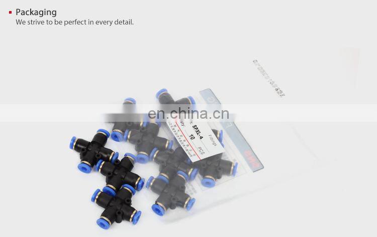 SNS SPXL Series pneumatic one touch quick connect 4 way plastic connector equal union cross air hose fitting
