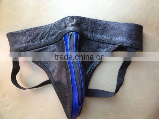 Men Leather Break Away Front gay jockstraps Jock Straps with Seven Snaps