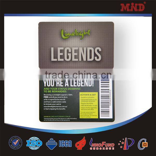 pvc atmel T5577 smart card with barcode