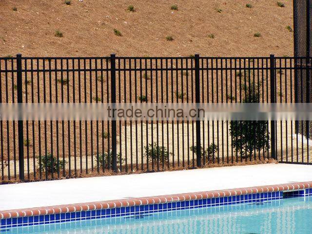Powder coated flat top iron pool fencing