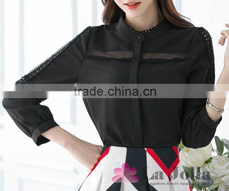 2016 New model casual women's lace chiffon long sleeves shirt