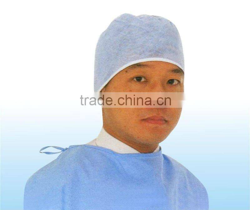 Disposable PP non woven hair surgical doctor caps colorful with ties