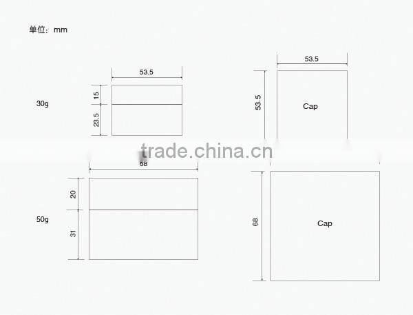 High end 15ml/30ml/50ml Square plastic cosmetic cream jar