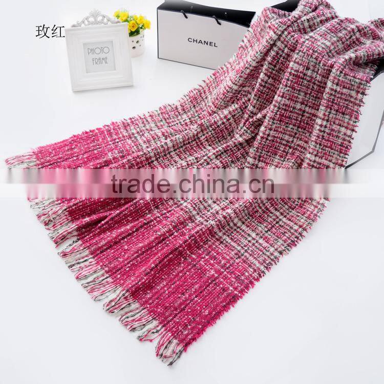 Best Selling Loop Yarns Woven Plaid Fashion Ladies Winter Shawl