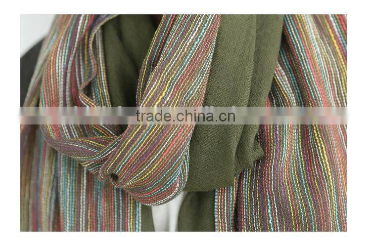 Wholesale Latest Colorful Striped Cotton Viscose Woman Shawl Scarf