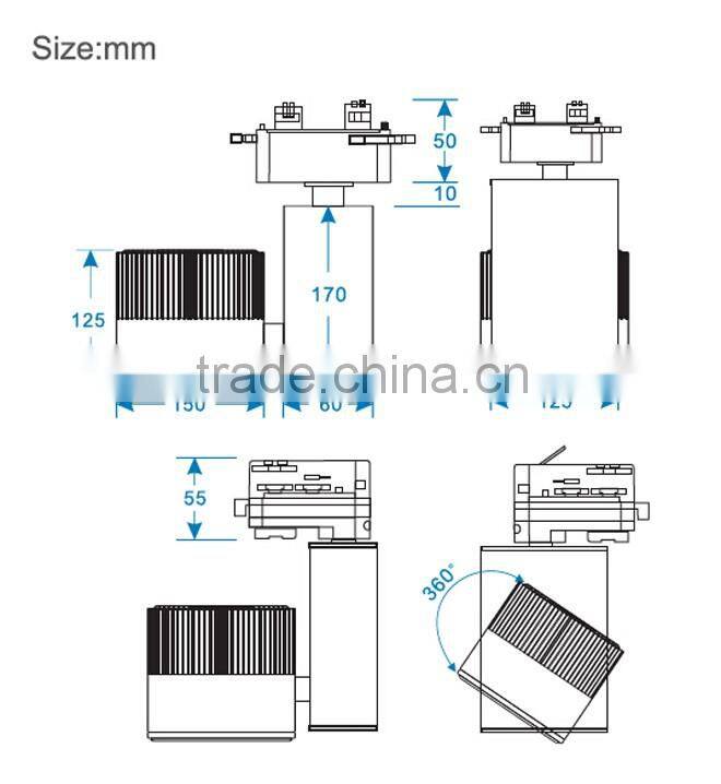 5400lm 50W cob led track light