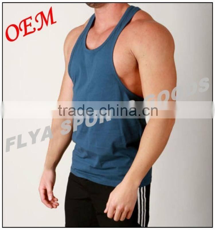 100% cotton plain white y-back gym singlet for men