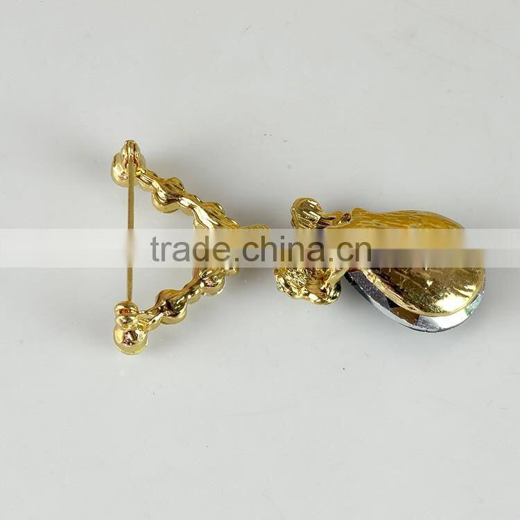 Wholesale Emerald Pedra Brooch Pin with Crystal, Silver Toned Crystal Brooches, Rhinestone Crystal Brooch Pin for wedding dress