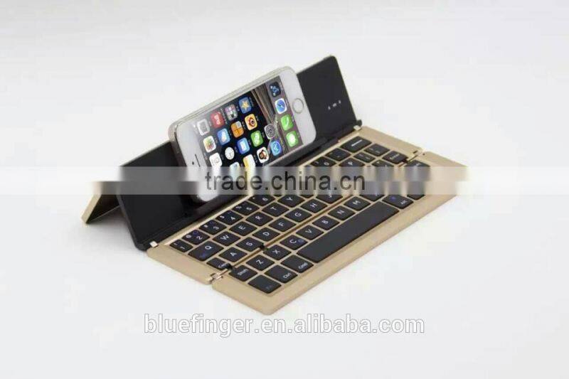 Folding Aluminium alloy Universal Bluetooth keyboard for IOS/Windows/Android tablets and smart phones with stand