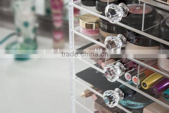 Customized Clear Diamond Premium Handles Acrylic Organizer Storage Furniture Drawers for Organization