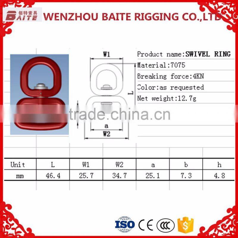 4KN breaking force aluminum double swivel Bolt ,Red swivel aluminum ring , snap hook bag Parts & Accessories