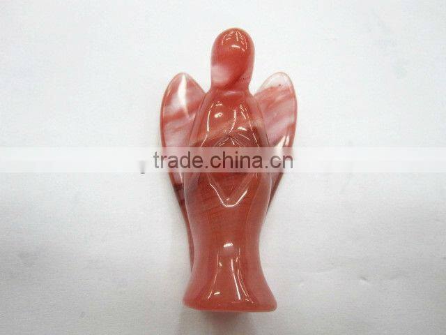 Hot sale 50mm Cherry quartz carved angel wholesale