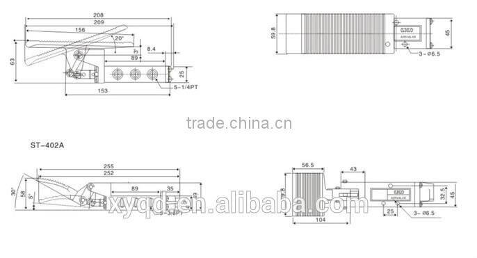 ST402 two position five way foot pedal valve