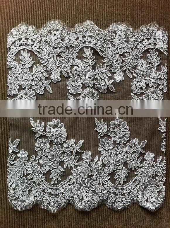 2015 newest white floral corded embroidery lace trim