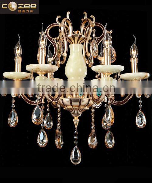 Luxury Contemporary Jade Stone Crystal Chandelier Zinc Alloy Pendant Hanging Lamp Suspension Light Fixture CZ5025/6