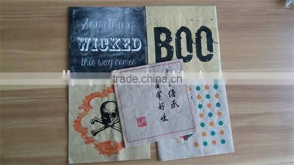 Natural Color Disposable Printed Lenchon Napkin/kraft brown napkin paper