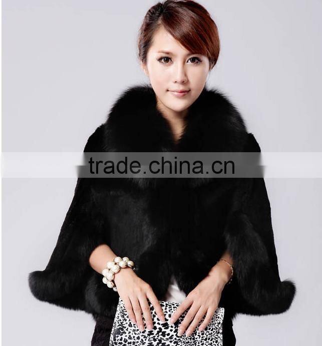rex14027 2014 Wholesale New Fashion black Rabbit Fur Vest