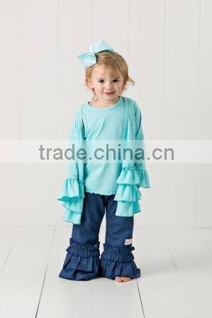 Stylish Long Sleeve ruffled children Cardigan Buttonless girls cardigan